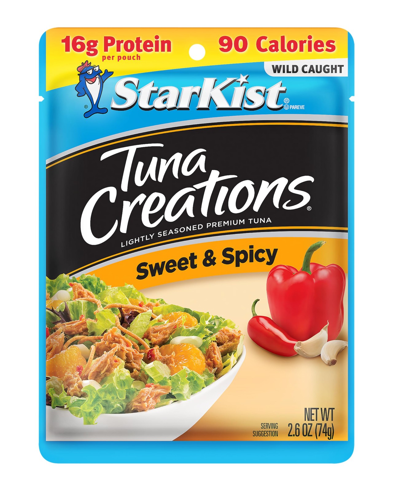 Wild Caught Tuna Pouches Sweet Spicy High Protein 2.6 oz 12 Pack for Quick Meals