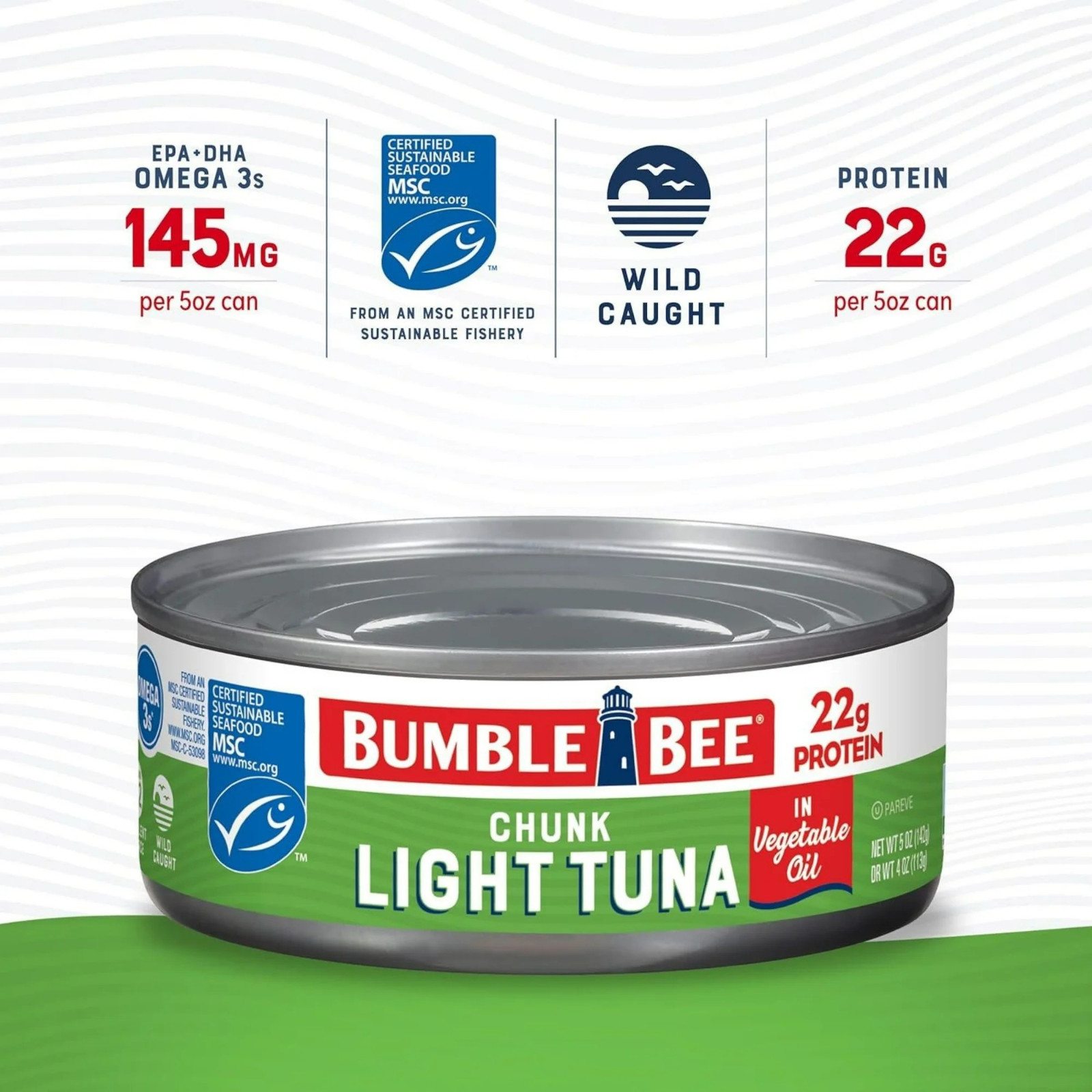 (24 pack) Bumble Bee Chunk Light Tuna in Vegetable Oil Wild Caught Skipjack Tuna