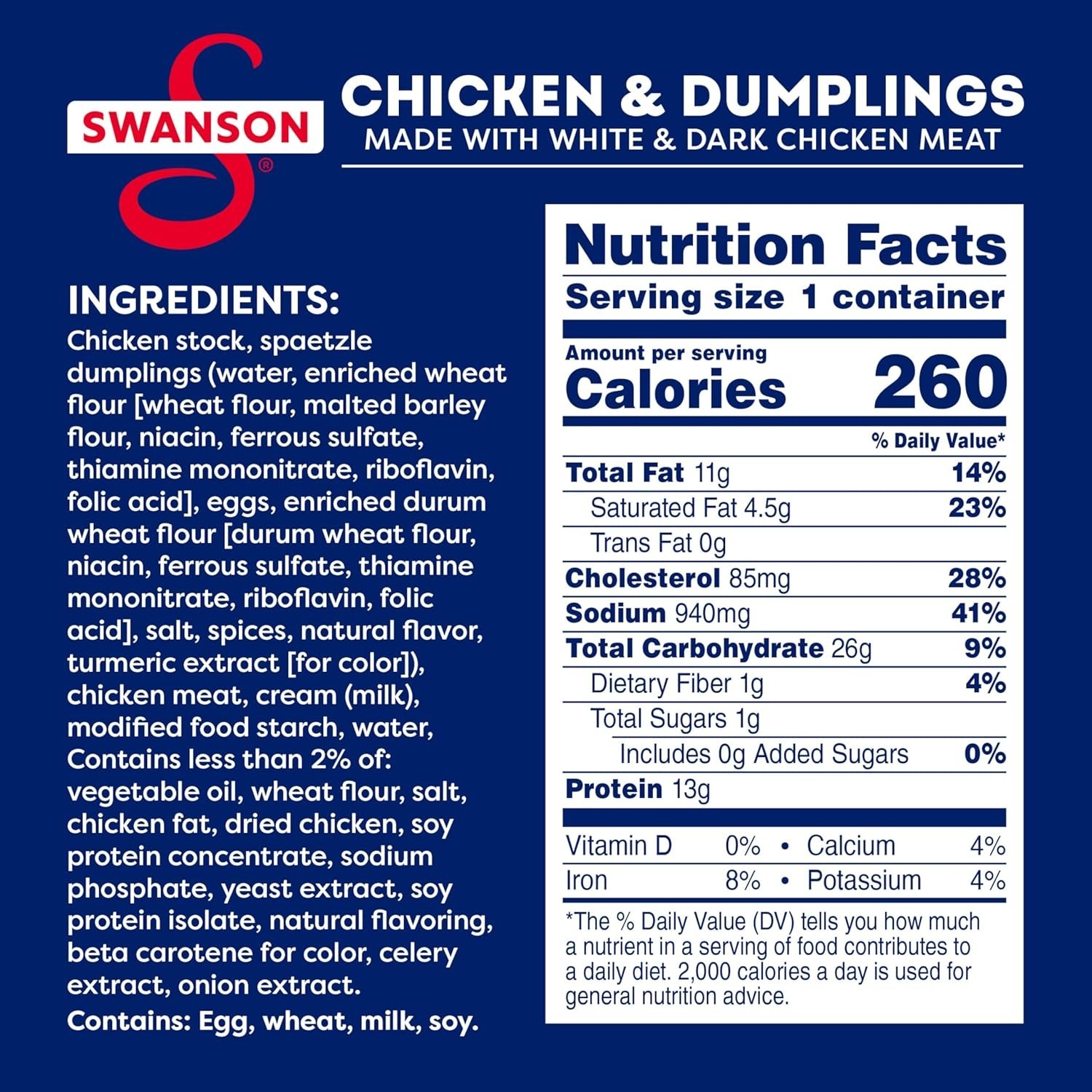 Authentic Southern Chicken & Dumplings by Swanson, 42 Oz Total – 13g Protein