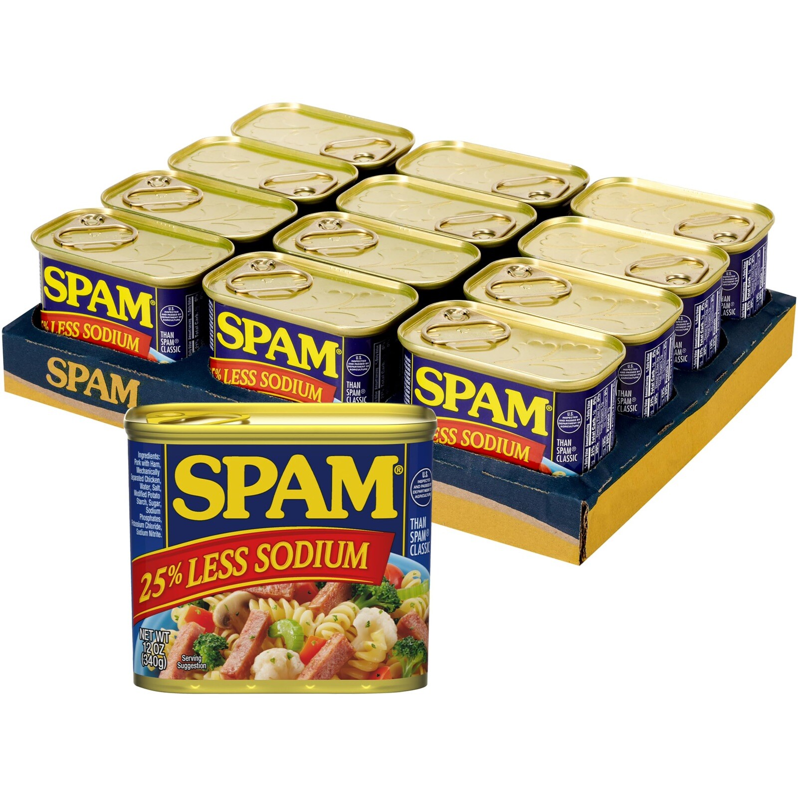 SPAM 🍳Less Sodium🧂12 Oz (Pack Of 12)