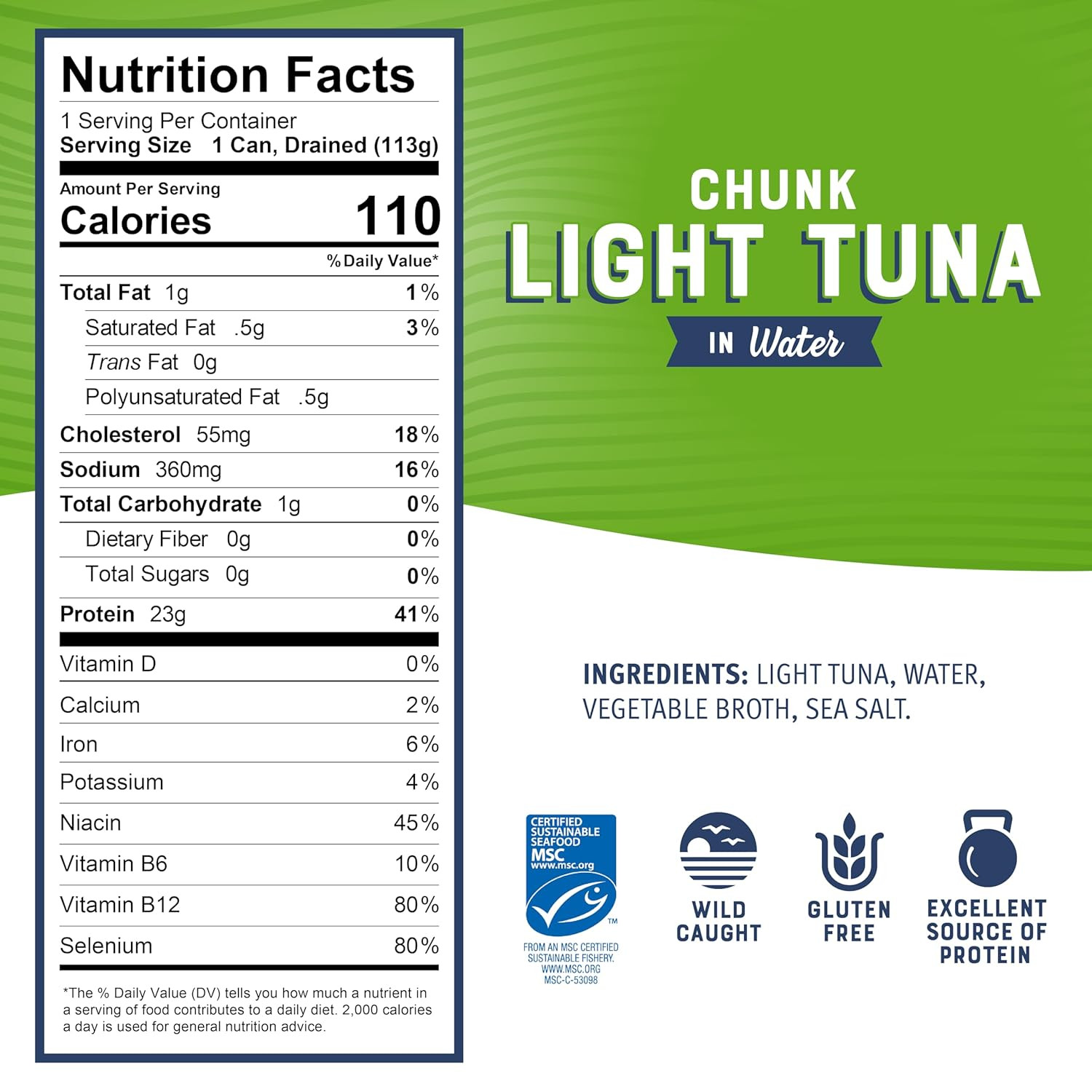 Bumble Bee Chunk Light Tuna in Water, 5 Oz Can – Wild Caught Skipjack Tuna – 23G