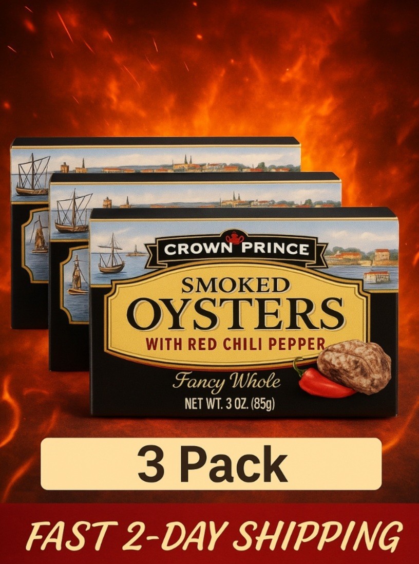 3 Pack Smoked Oysters with Red Chili Pepper 3oz Cans Wild Caught Seafood
