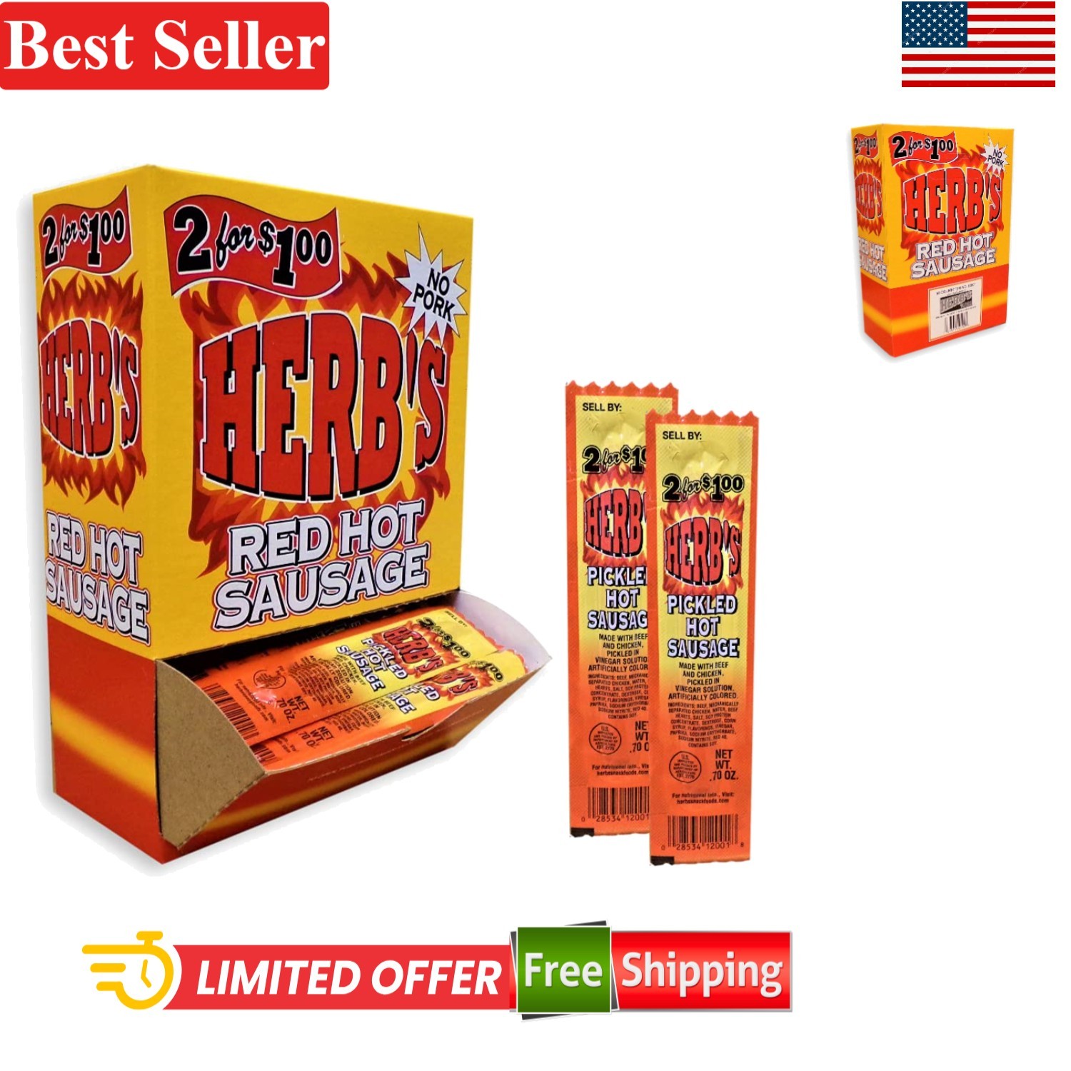 Bulk Herb’s Red Hot Sausage 50ct – Delicious, Budget-Friendly & Flavorful