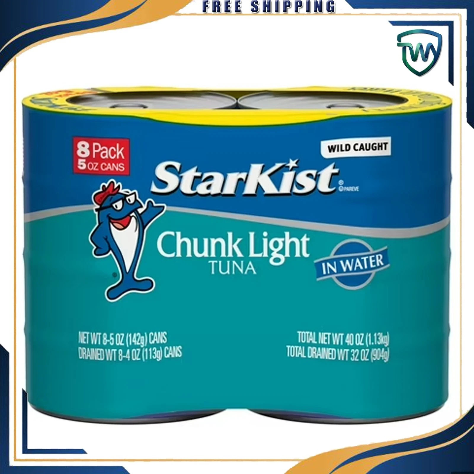 StarKist Chunk Light Tuna in Water, Wild Caught, 20g Protein, 5 oz, 8 Cans
