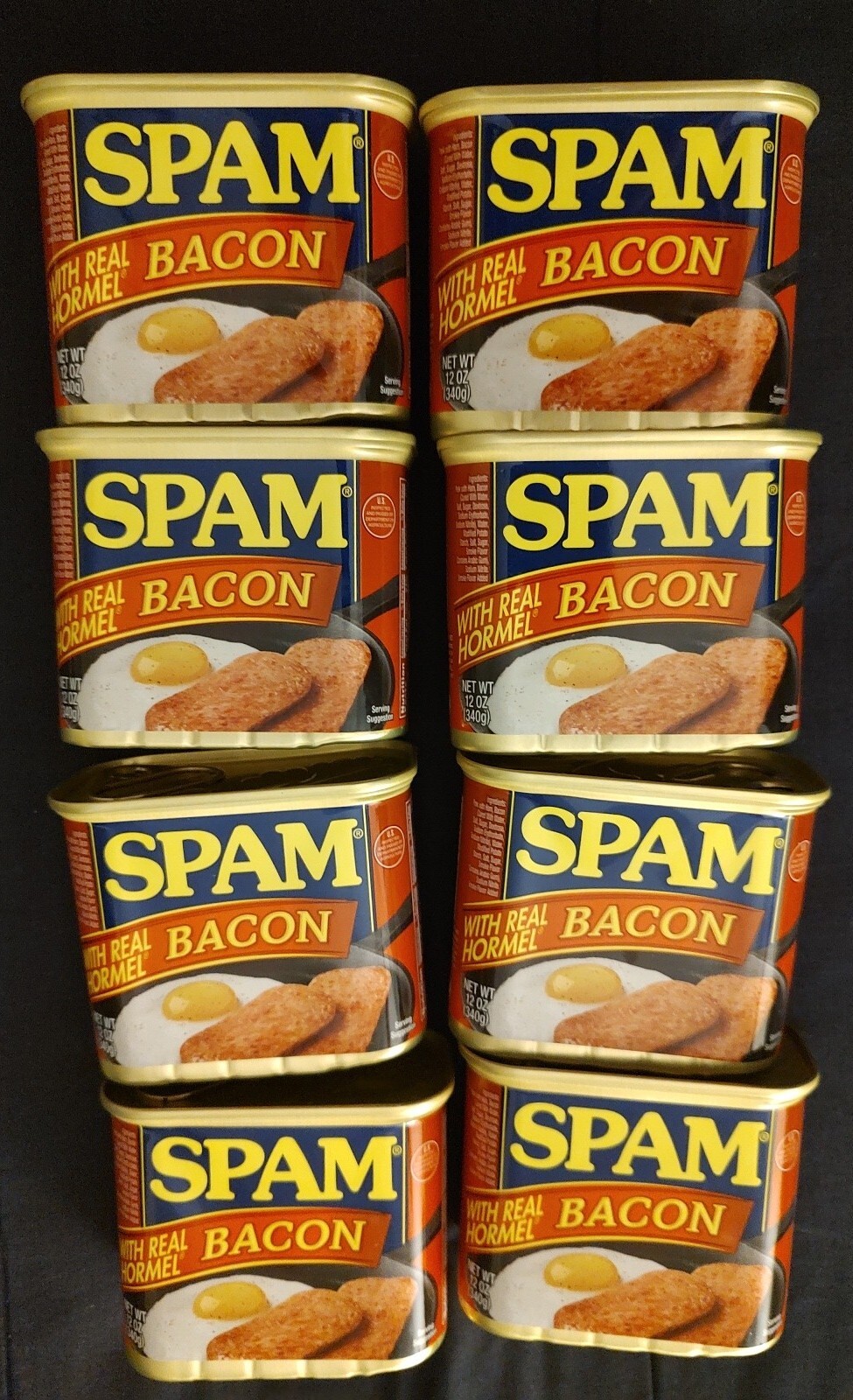 8 SPAM With Real Bacon Flavor Ham Pork Meat 12oz Cans BB 2026 YUM!