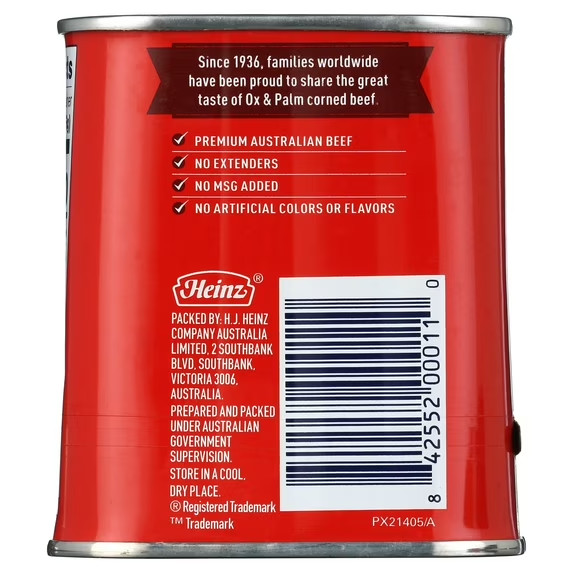 Ox & Palm Corned Beef Original Chunky Style in Tapered Can, 11.5 oz Can