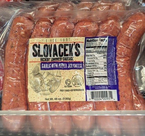 Slovacek’s Garlic with Pepper Jack Cheese Sausage 48 Oz