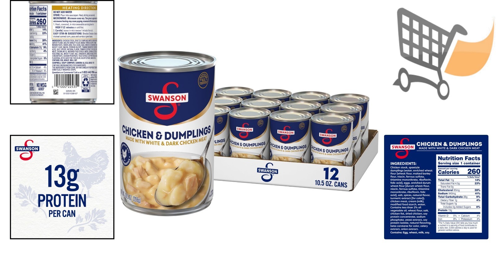 Canned Chicken and Dumplings 10.5 OZ Case of 12 Souper Meal Ready-to-eat