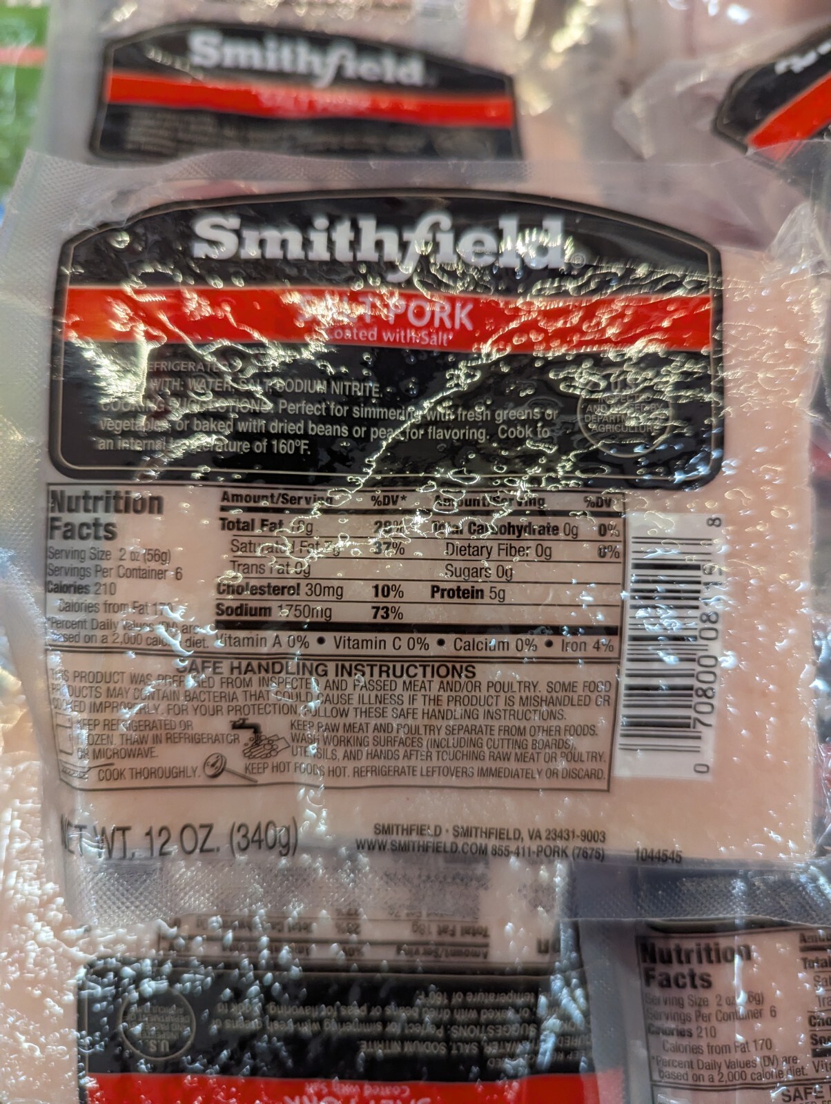 Smithfield Salt Pork 12 Oz (4 Pack)