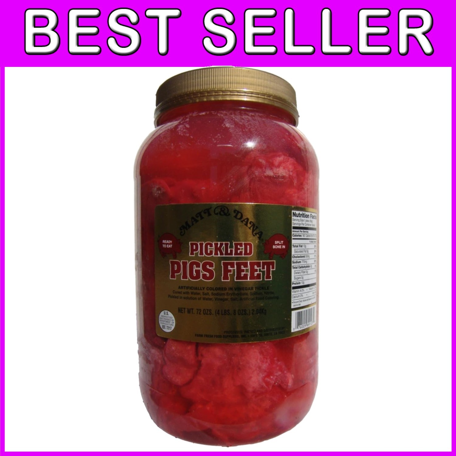 Authentic Louisiana Pickled Pig’s Feet – 1 Gallon Ready-to-Eat Delight–