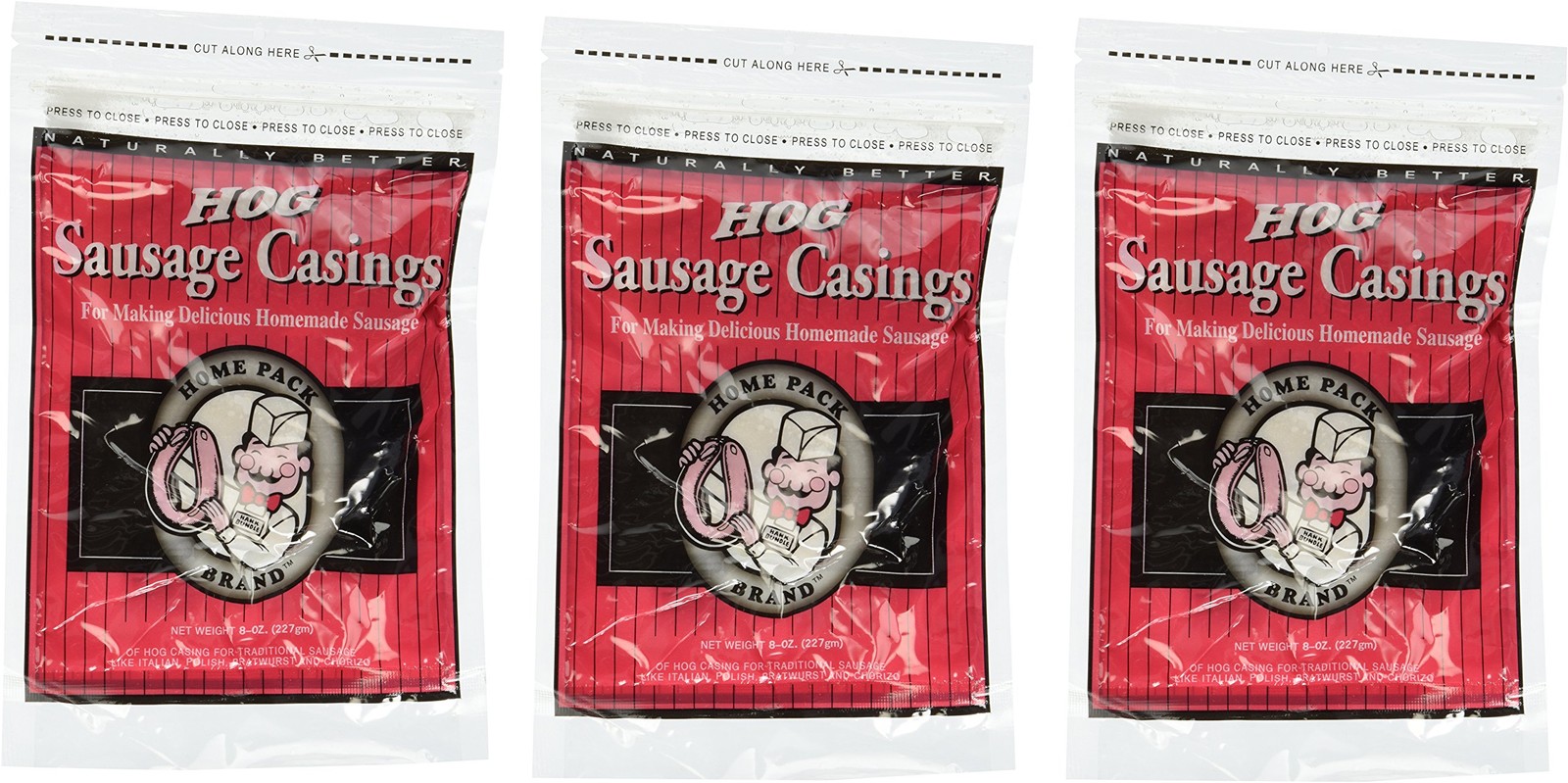DeWied Natural Hog Casings 8 oz – Home Pack Size – 3 Bags