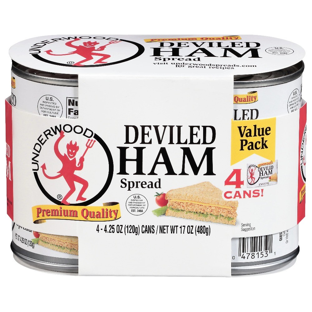 (2 pack) Underwood Deviled Ham Spread, 4.25 oz, 4 Count Cans