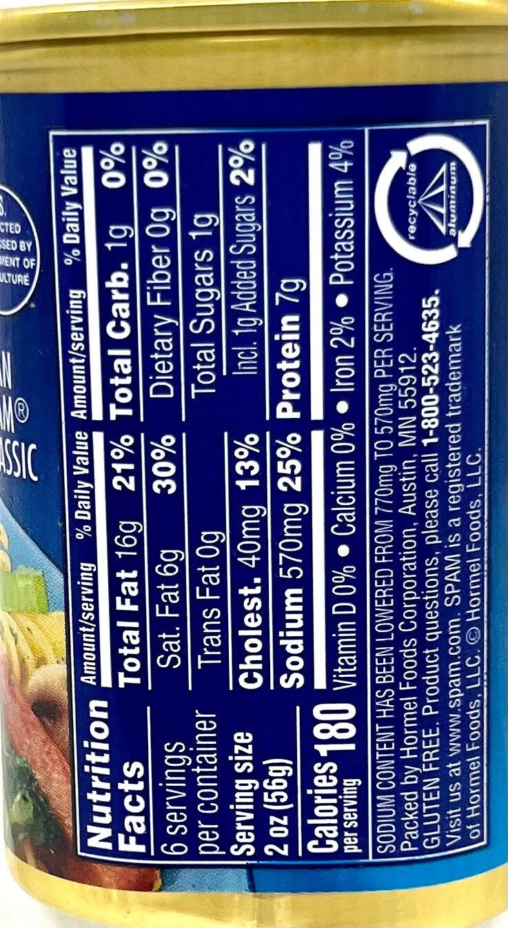 Spam 25% Less Sodium Luncheon Meat 12 oz ( Pack of 6 )
