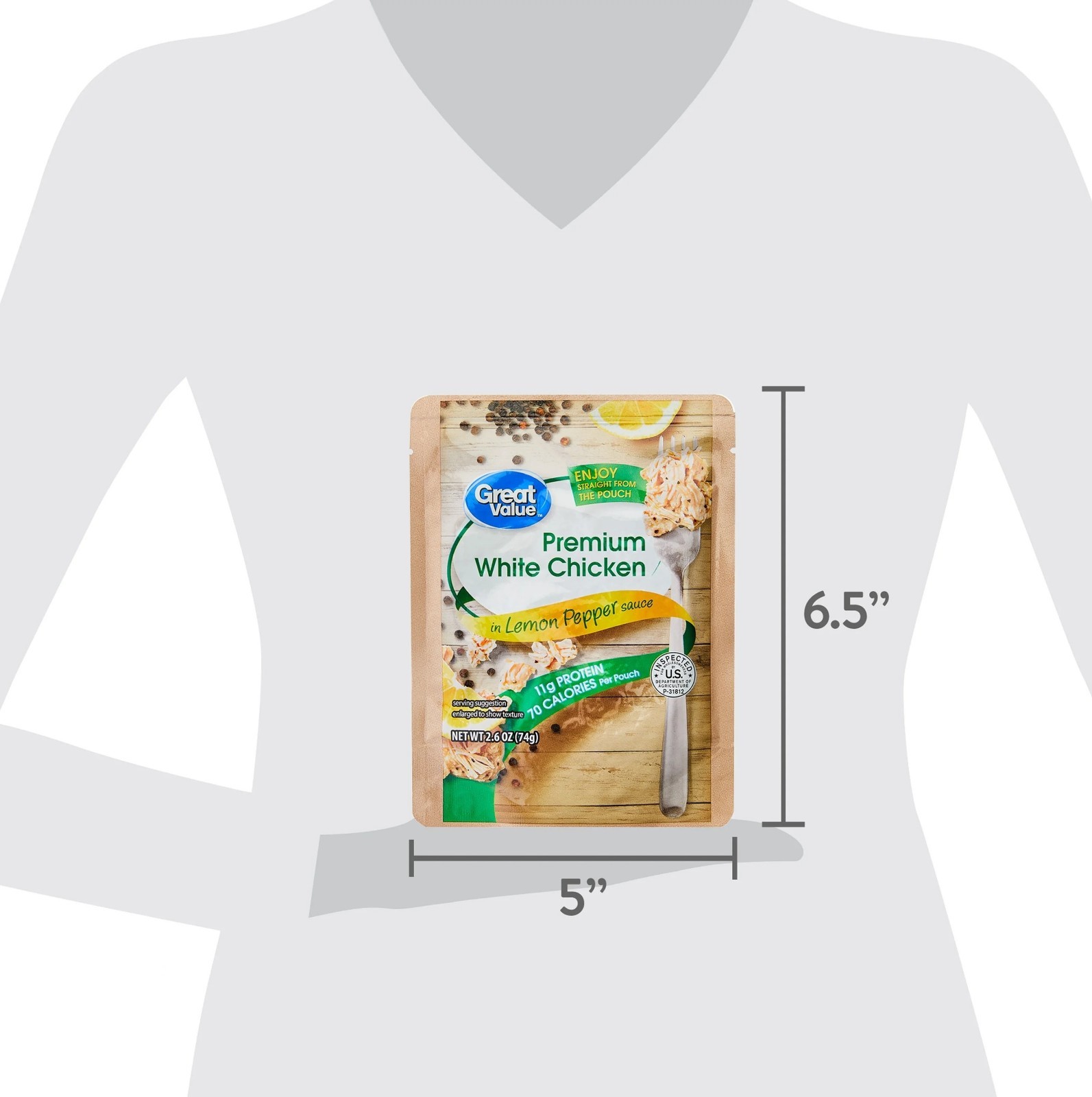 Great Value Lemon Pepper Chicken Pouch 2.6oz Ready To Eat 3 Pack
