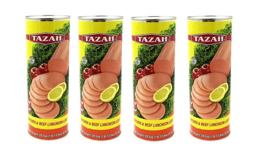 Tazah Halal Chicken & Beef Luncheon Loaf 4 Cans 29.5oz (837g) each