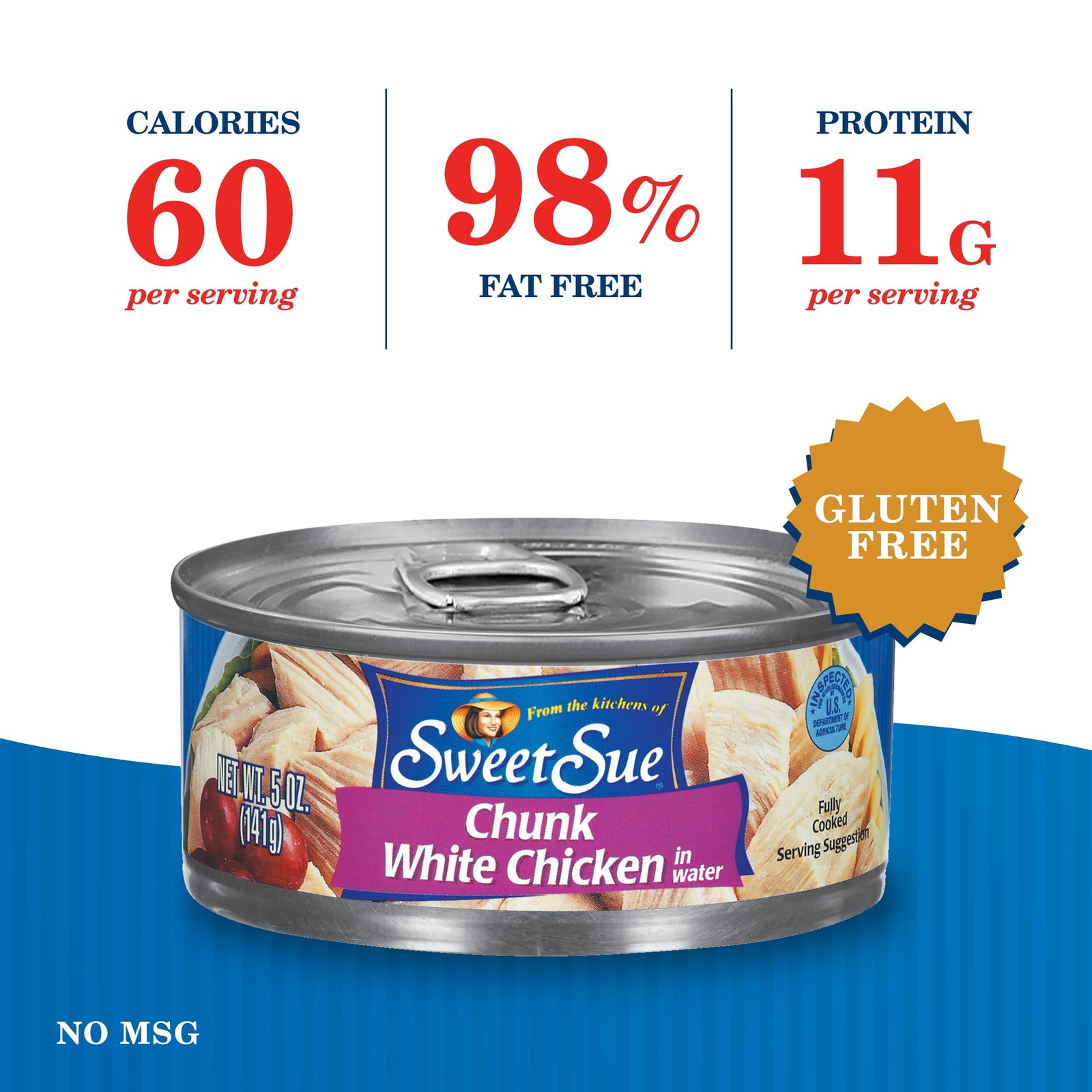 Canned Chicken Breast with Rib Meat in Water – 11g Protein per Serving – Glut…
