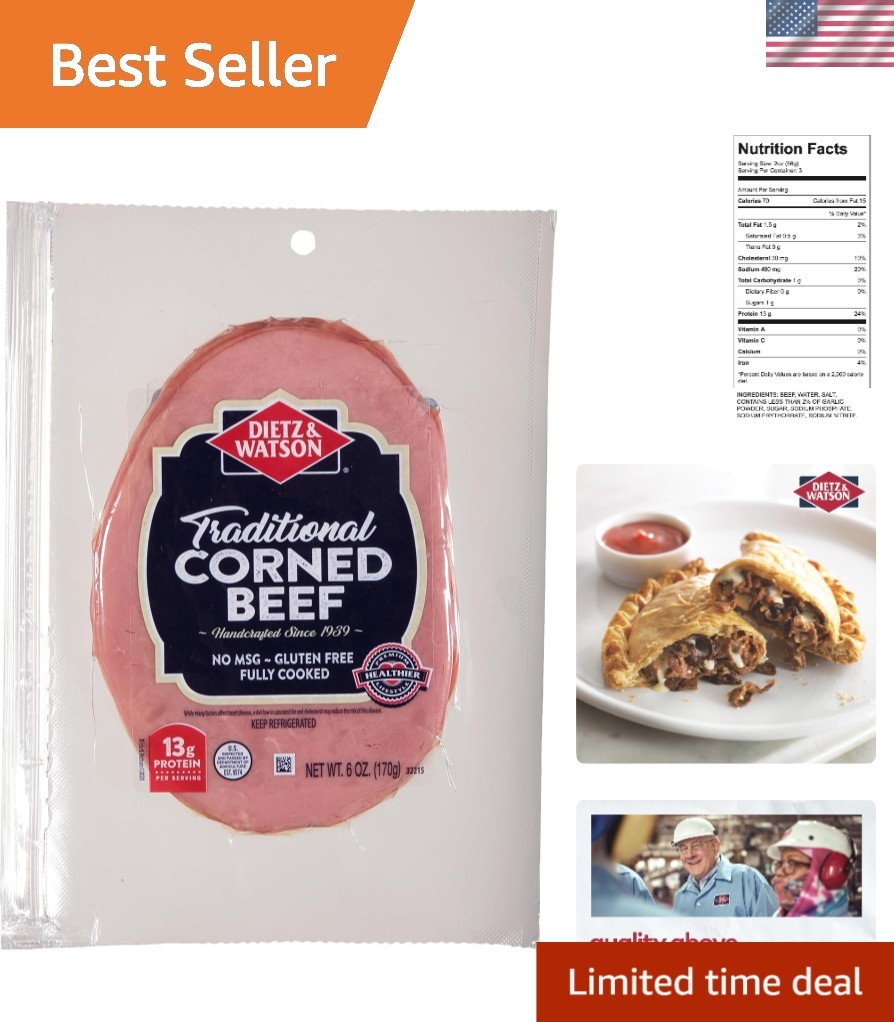 Delicious 6 oz Thin Sliced Corned Beef – High Protein, No Fillers, Low Calorie