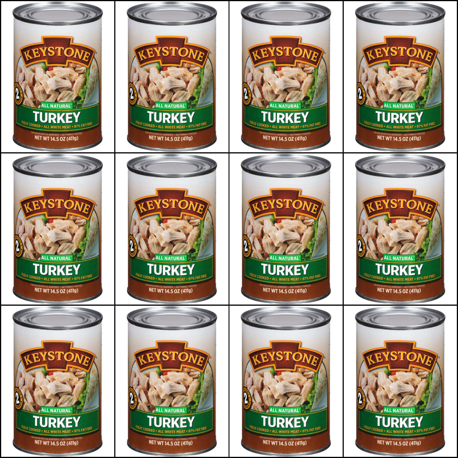12 Canned Turkey🇺🇸USA Made Keystone Meat 14.5oz Camping Survival Food ex 2029