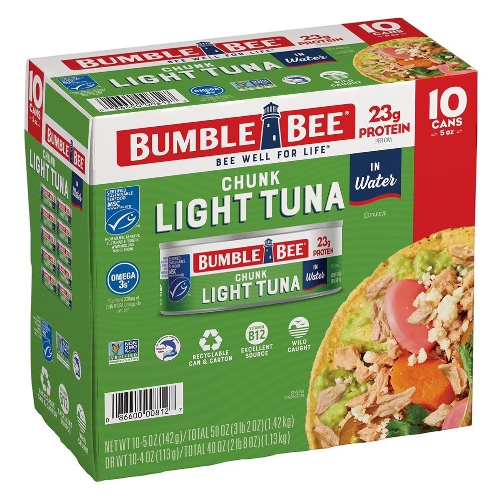 Canned Chunk Light Tuna in Water 5 oz Pack of 10 Cans