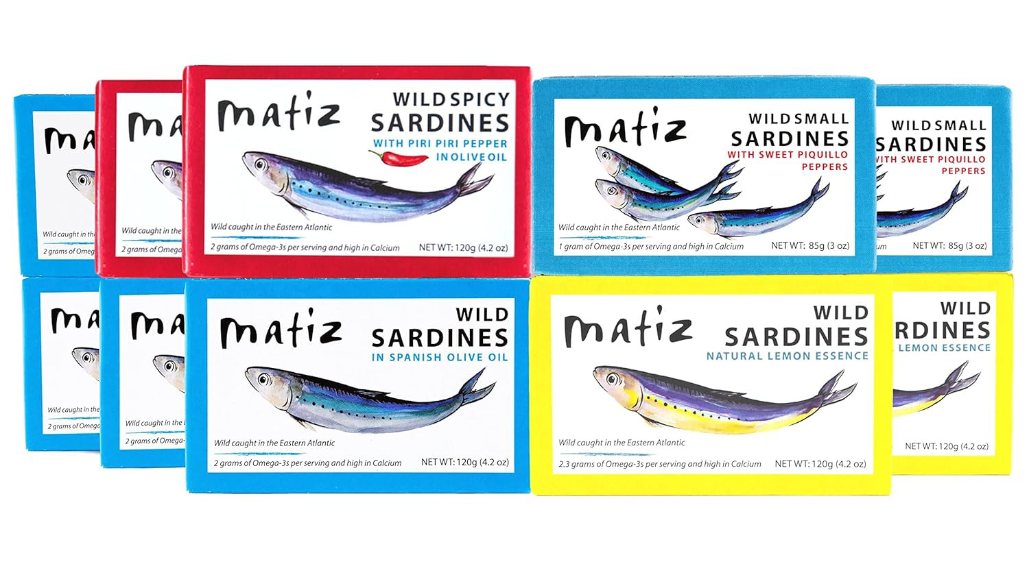 Matiz Sardines Variety Pack, Wild Caught Spanish Waters | 10 Tins | In Olive and