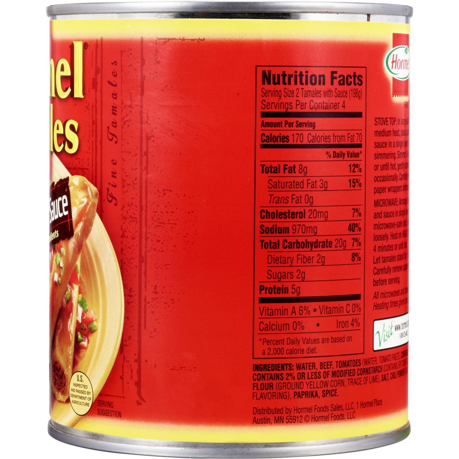 (3 pack) Beef Tamales in Chili Sauce, Shelf Stable, 28 oz Steel Can