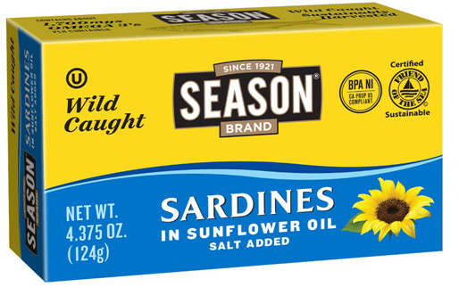 Season Sardines in Sunflower Oil (Pack of 4) 4.375 oz Cans