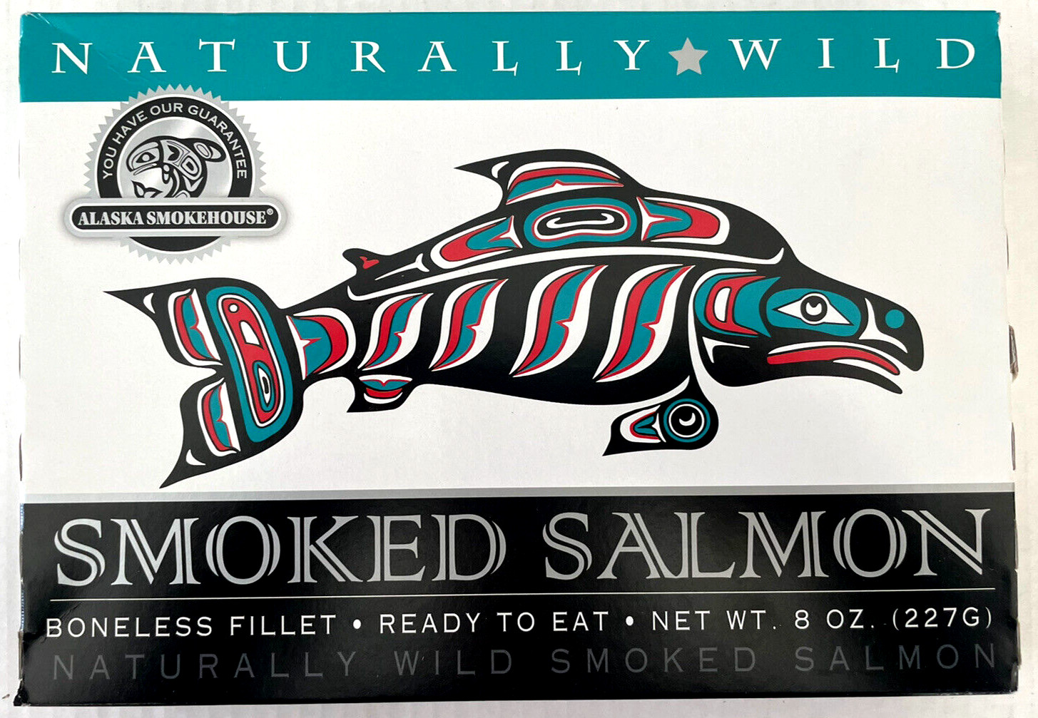 5ea 8oz gift boxed Smoked Salmon Wild Alaskan hand-filleted ready to eat 2.5lbs