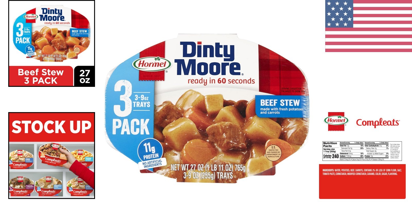 Convenient Dinty Moore Beef Stew, 9 Ounce, 3-Pouch Set – Flavorful & Easy Meal