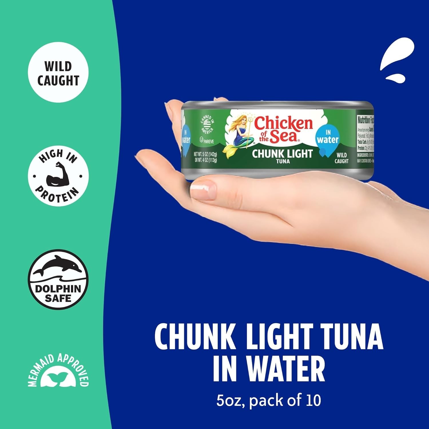 Wild Caught Chunk Light Tuna 5 Ounce Cans 10-Count – High Protein 100% Classic