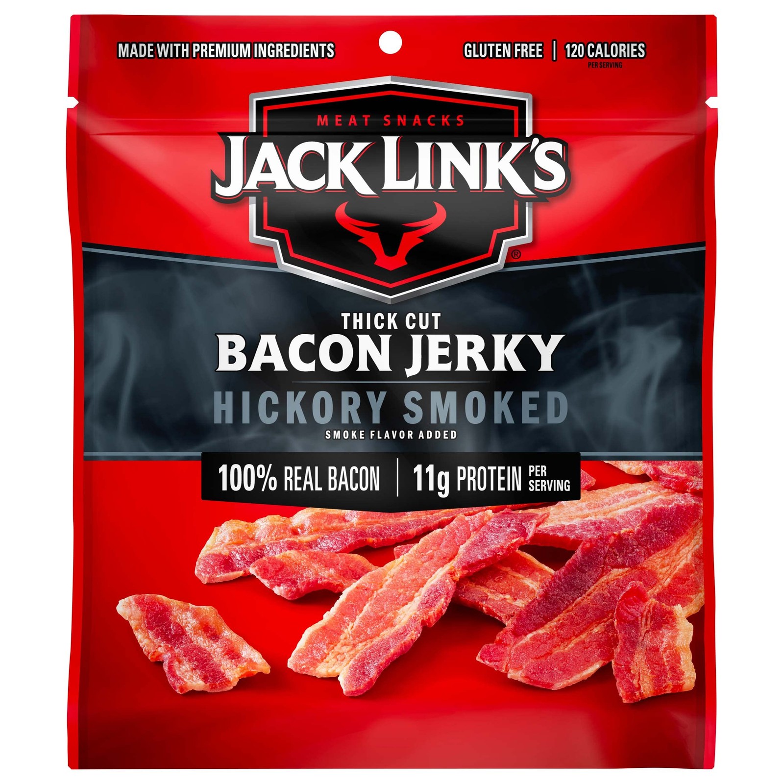Jack Link’s Bacon Jerky, Hickory Smoked – Flavorful Ready to Eat Meat Snack