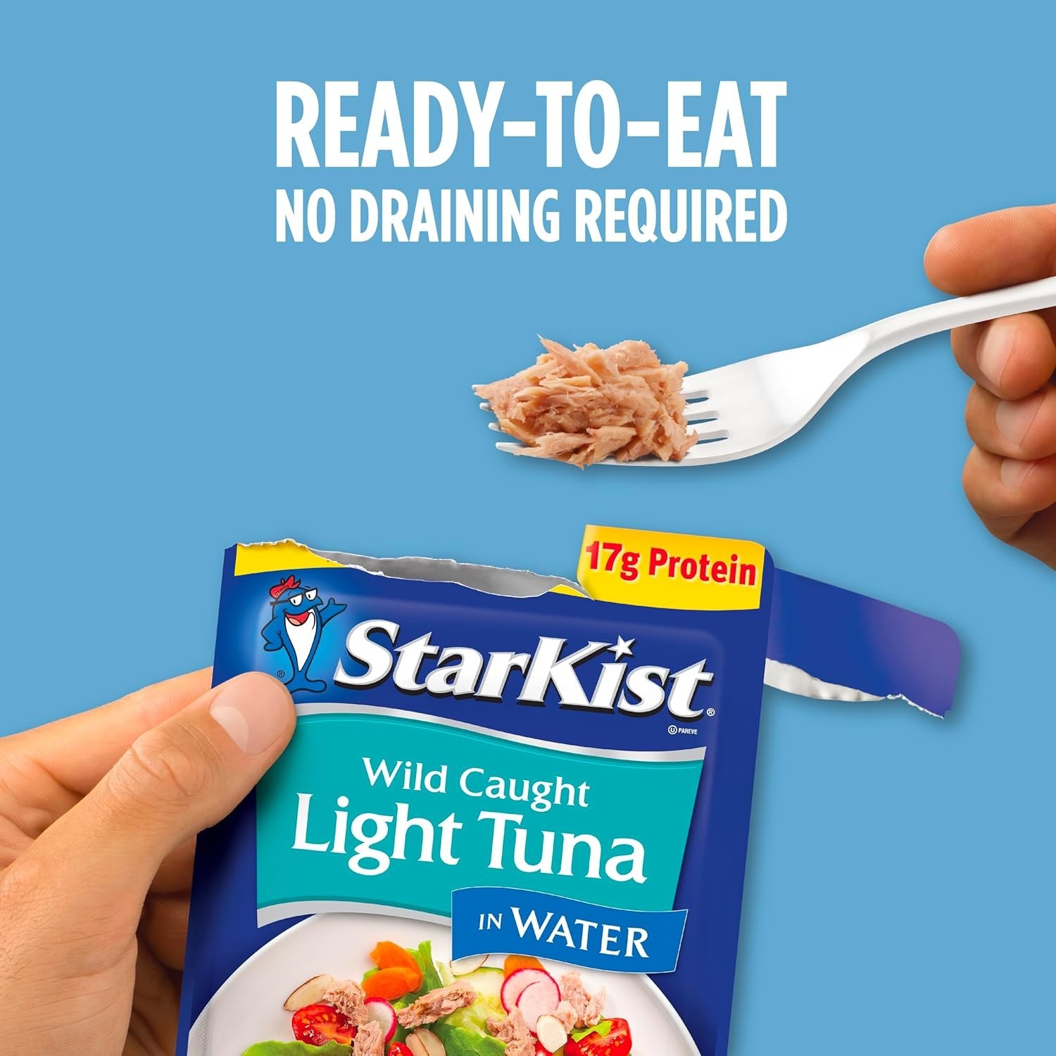 Chunk Light Tuna in Water – 2.6oz Pouch (12 Pack), Wild Caught, Gluten Free