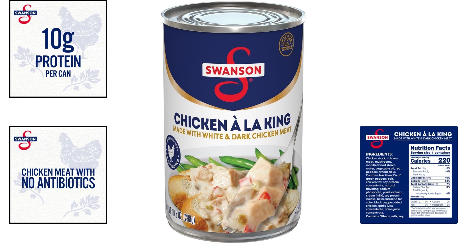Swanson Canned Chicken a la King, 10.5 OZ – Quick & Creamy Meal Solution