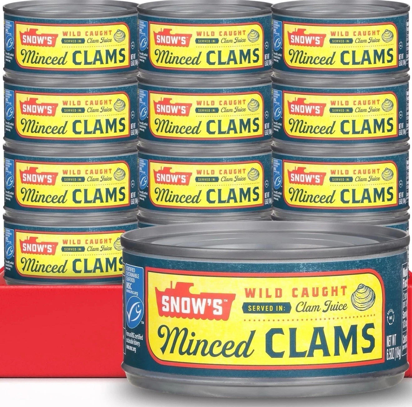 Wild Caught Minced Clams Canned, 6.5 Oz Can (Pack of 12) – 5G Protein per Servi