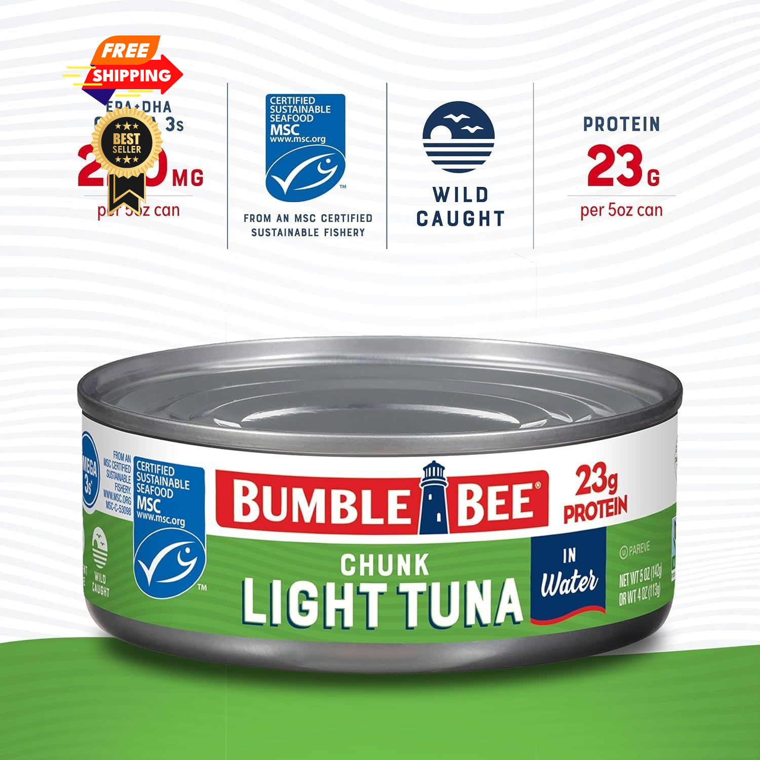 Bumble Bee Chunk Light Tuna In Water, 5 oz Cans (Pack of 5 Ounce 10)