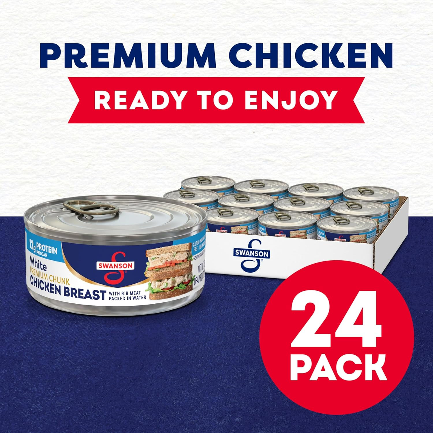 Swanson White Premium Chunk Canned Chicken Breast in Water, Fully Cooked Chicken