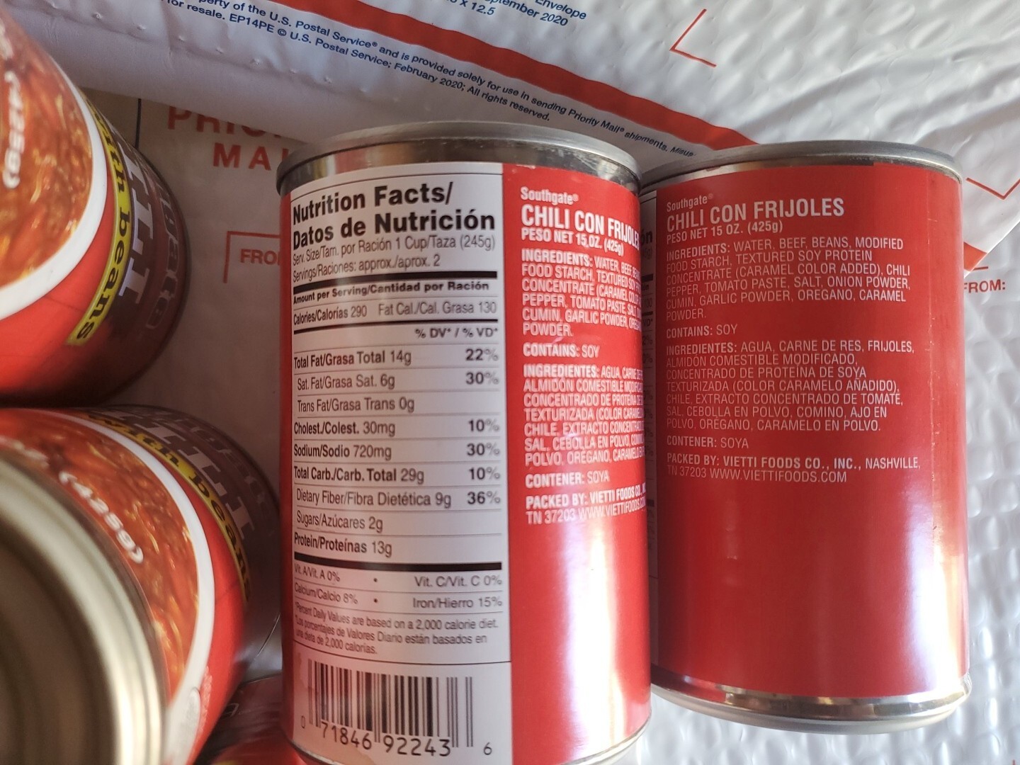 5 Cans SOUTHGATE All Beef CHILI With Beans- Best by 2/2028 – 15 oz/Cans