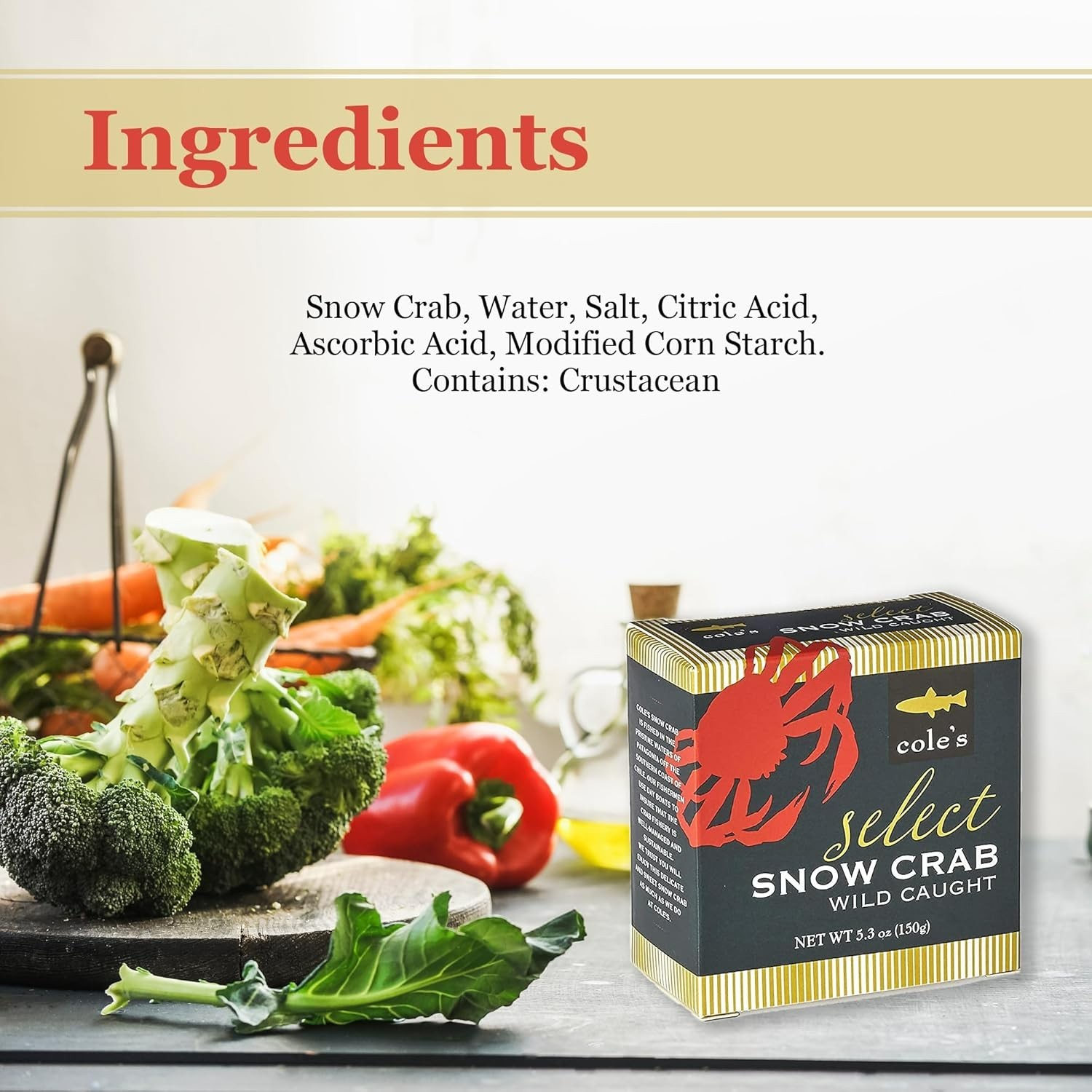 Ready-to-Eat Wild-Caught Snow Crab Meat – 5.3 oz Can, Perfect for Salads & Dips