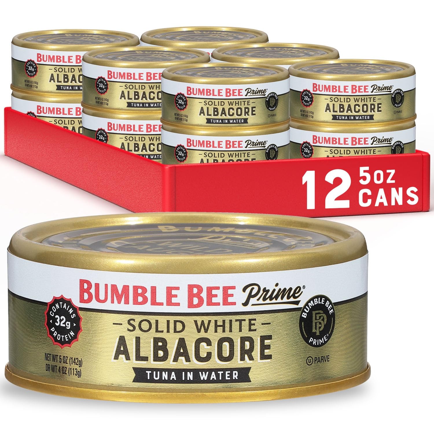 Bumble Bee Prime Solid White Albacore Tuna in Water, 5 oz Cans (Pack of 12) – Wi