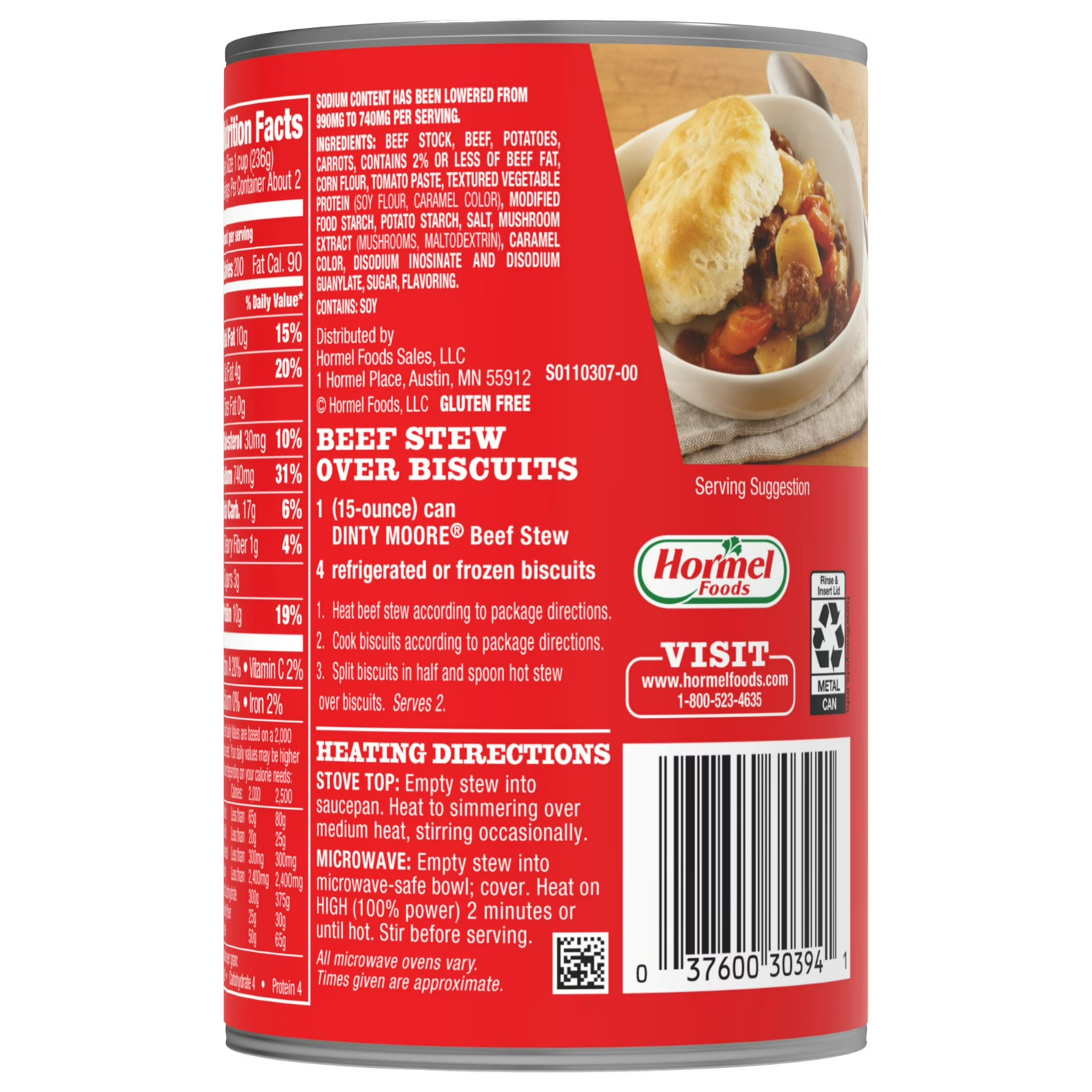 (12 pack) DINTY MOORE Beef Stew 25% Less Sodium 15oz Can