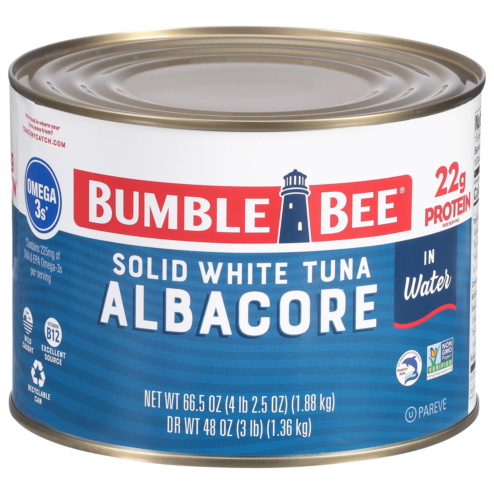 Bumble Bee Solid White Albacore Tuna in Water, 66.5 oz Bulk Food Service Can …