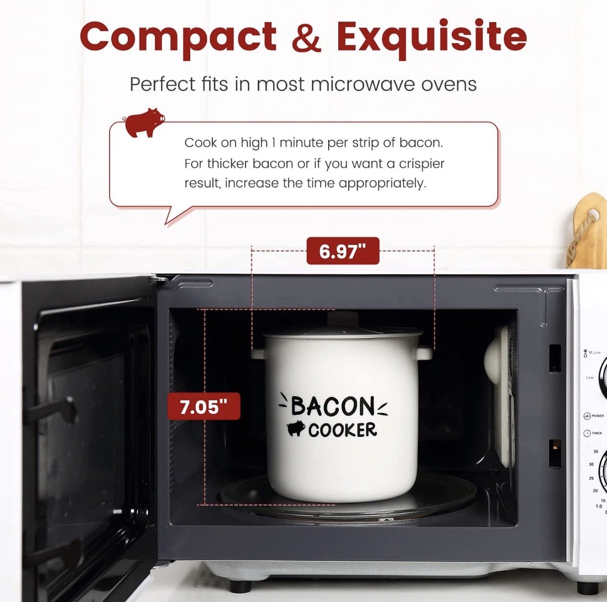 Ceramic Bacon Cooker for Microwave Oven – Splatter-Proof Design Microwave Bac…