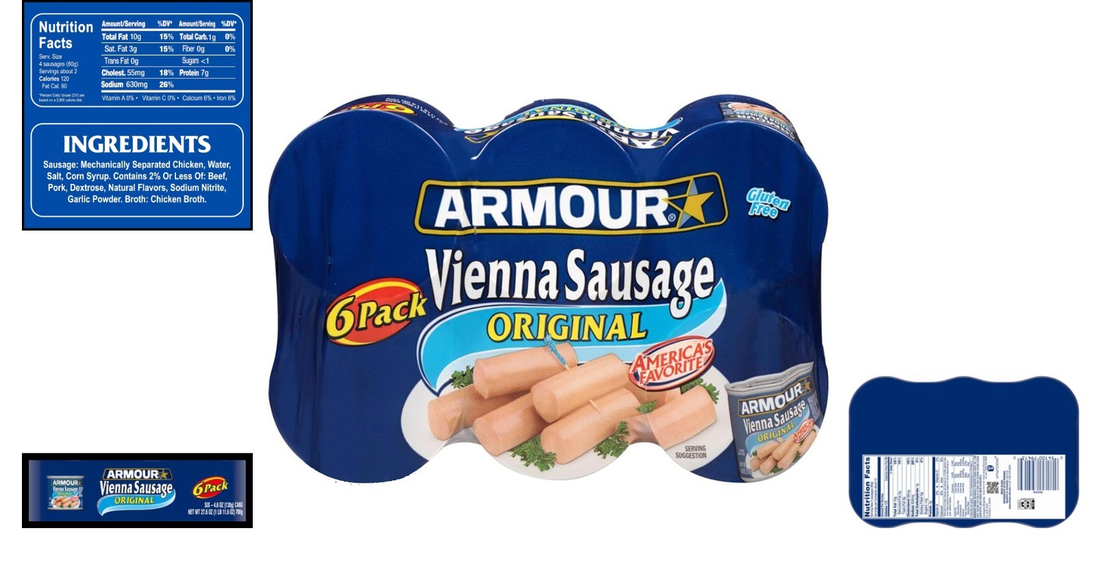 Star Vienna Sausage, 6 Cans of 4.6 oz – Easy Gluten Free Protein Snack