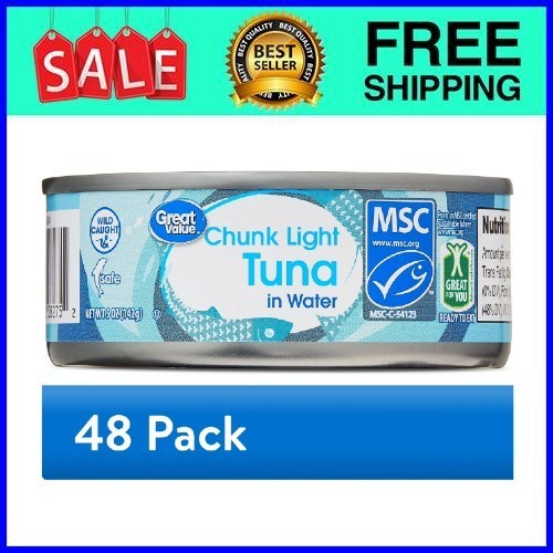 Great Value Chunk Light Tuna in Water 5 oz 48-Pack Fast Ship USA
