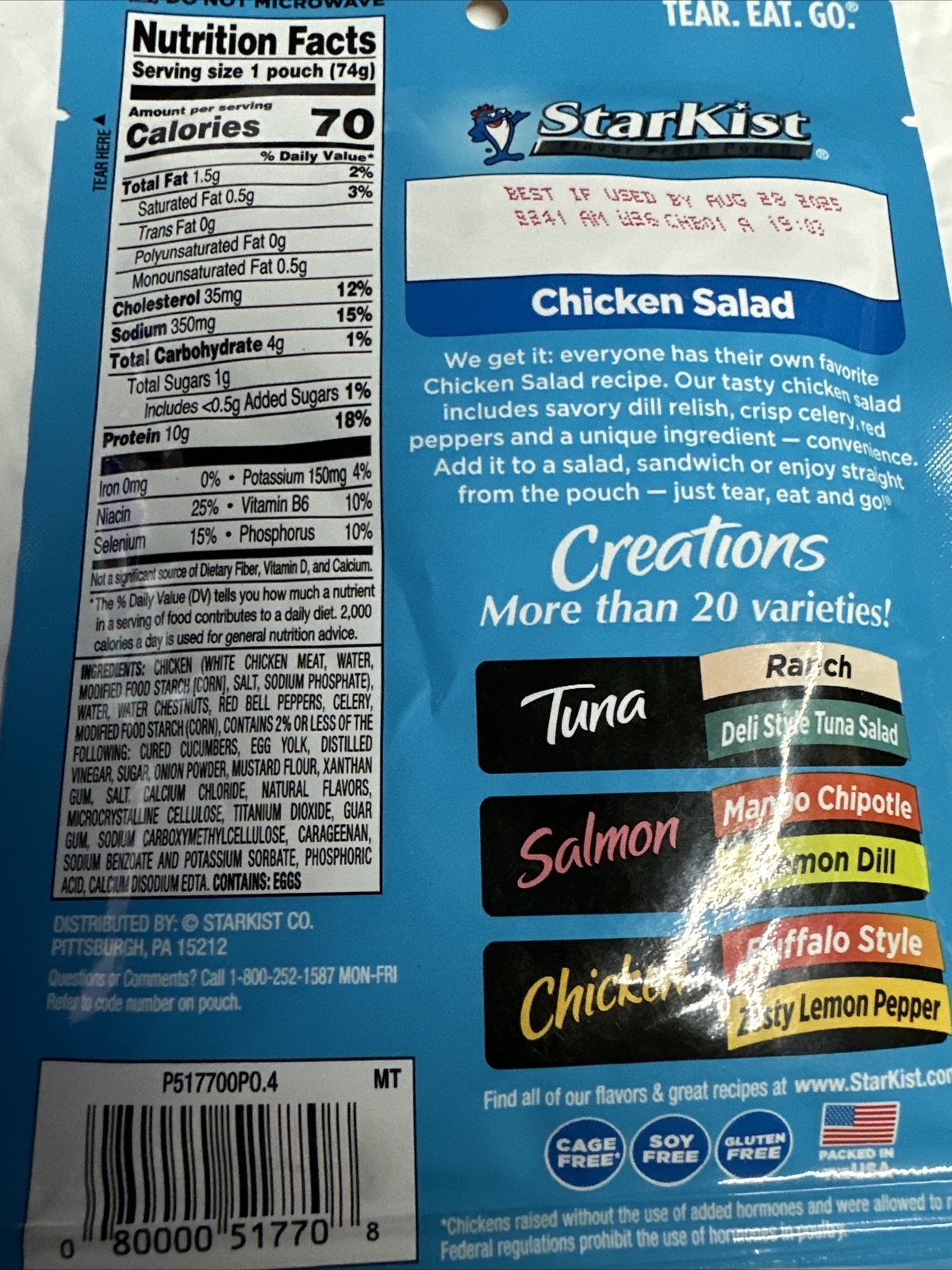 NEW (4) StarKist Chicken Creations BOLD Buffalo Style + Variety 2.6 oz Pouch