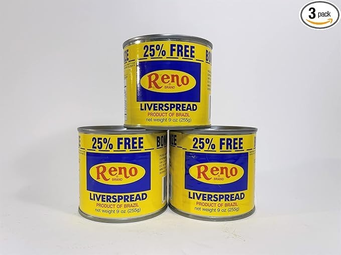 Liver Spread. By Reno Brand. 9 oz can . Product of Brazil. Pack of 3
