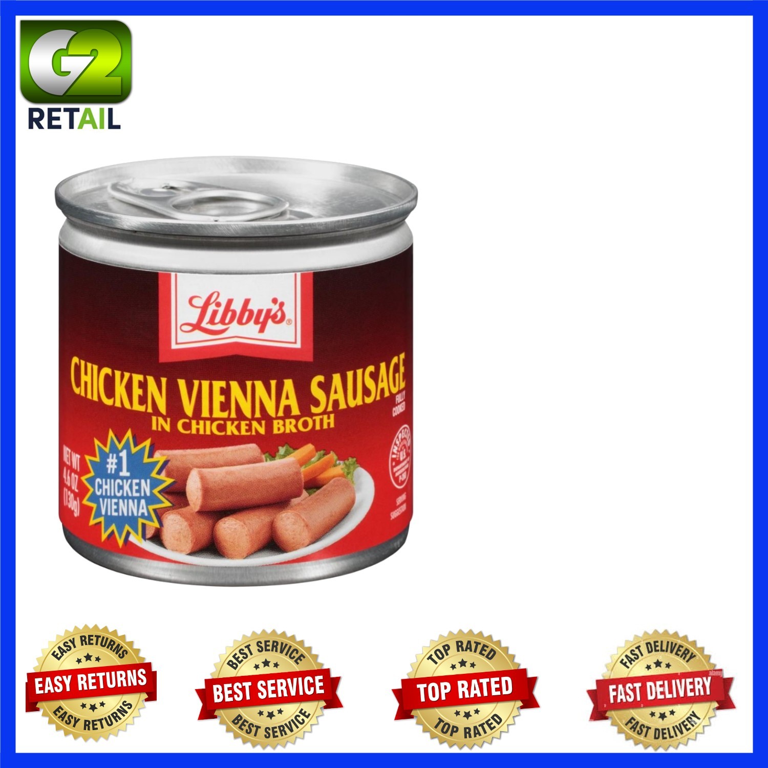 Deliciously Seasoned Canned Chicken Vienna Sausage in Broth, 4.6 oz Pack