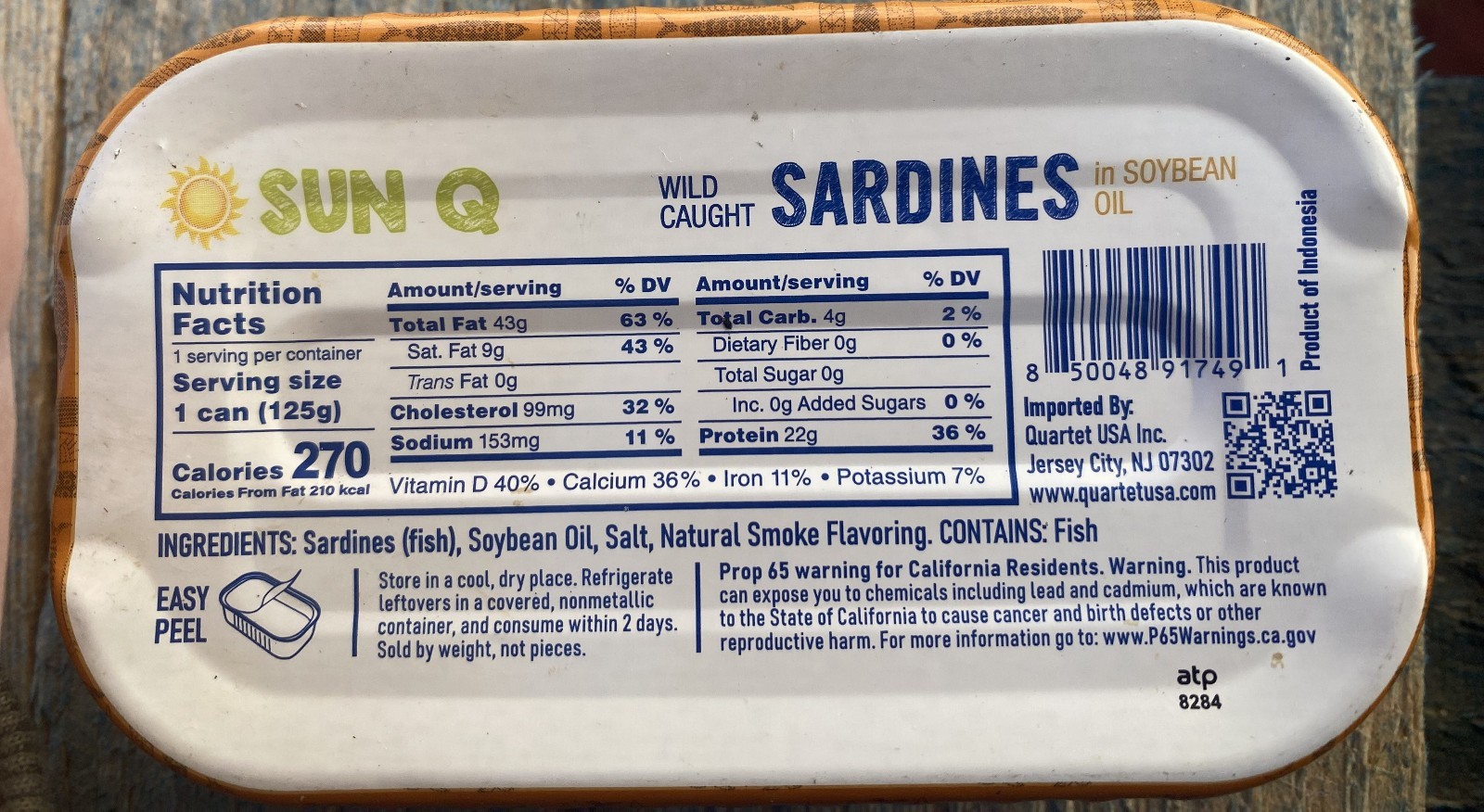 (50) SUN Q WILD CAUGHT SARDINES IN SOYBEAN OIL 4.4 Oz Can 220 OZ TOTAL DEAL