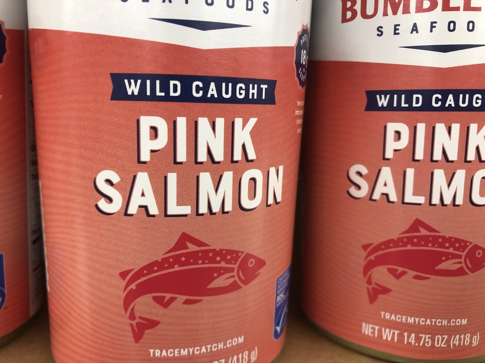 Delicious WILD CAUGHT Bumble Bee Pink Salmon, 14.75OZ (5 CANS) best By 07/2025