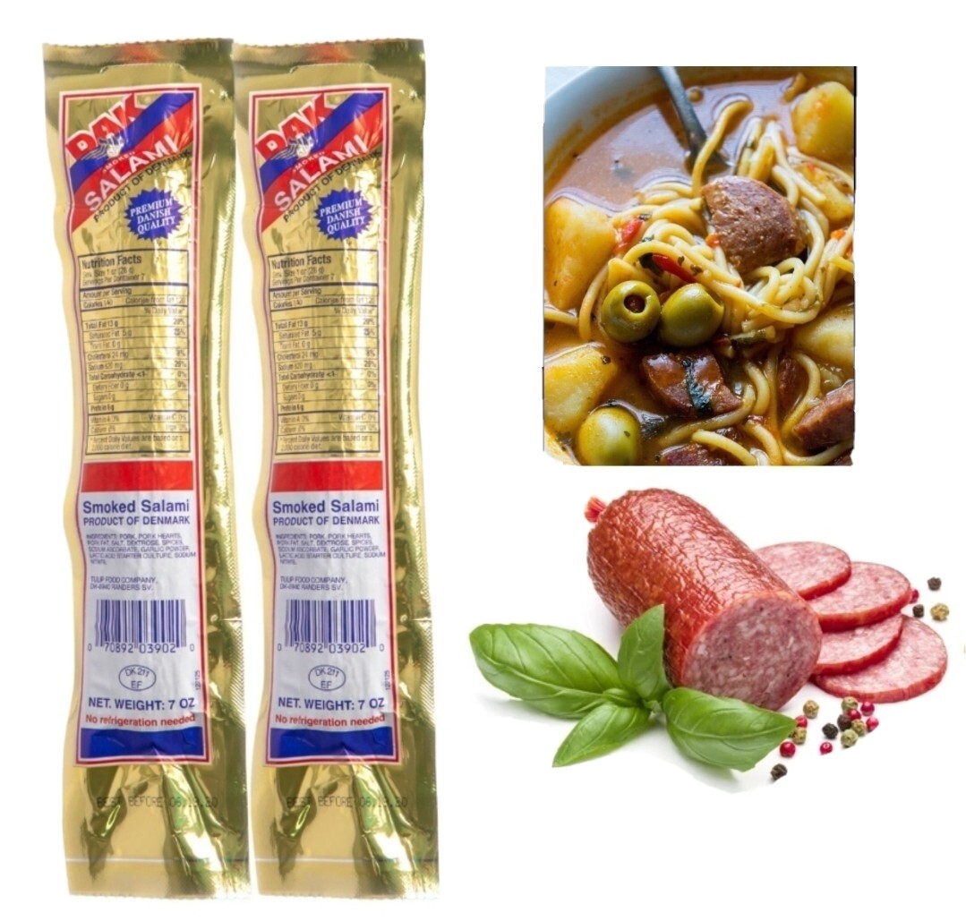 (4 PACKS 7oz.ea) DAK SALAMI SMOKED SAUSE FULLY COOKED READY TO EAT