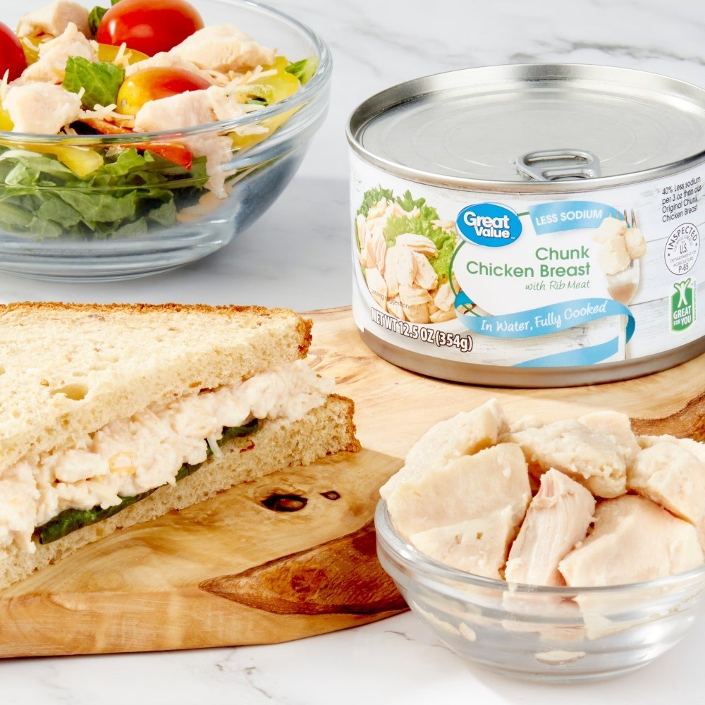 6 Pack Canned Chicken Breast Chunks in Water Fully Cooked Low Sodium 12.5 oz